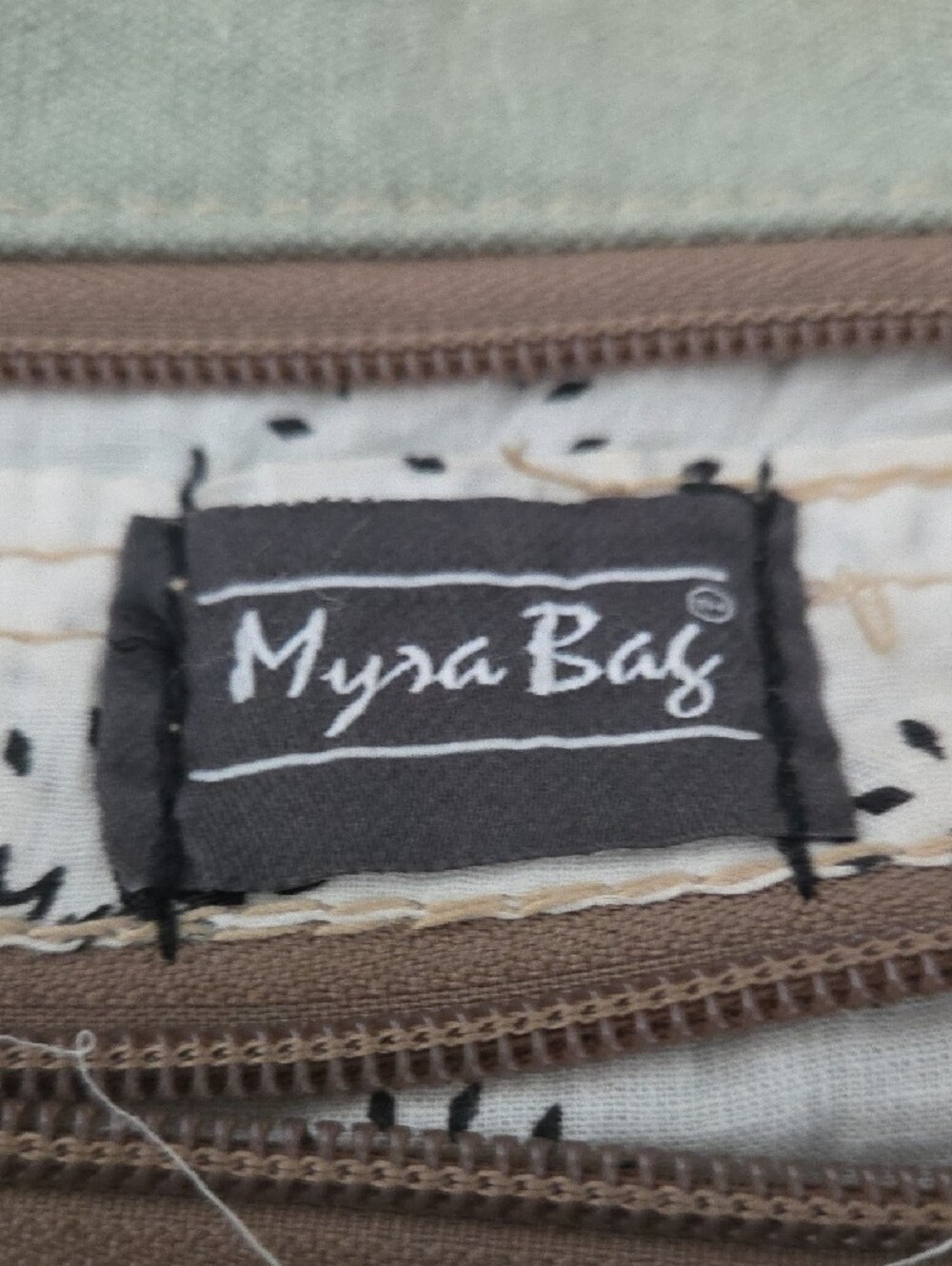 Myra Bag Sage Green Canvas Tote with Brown Leather Straps - Picture 2 of 15